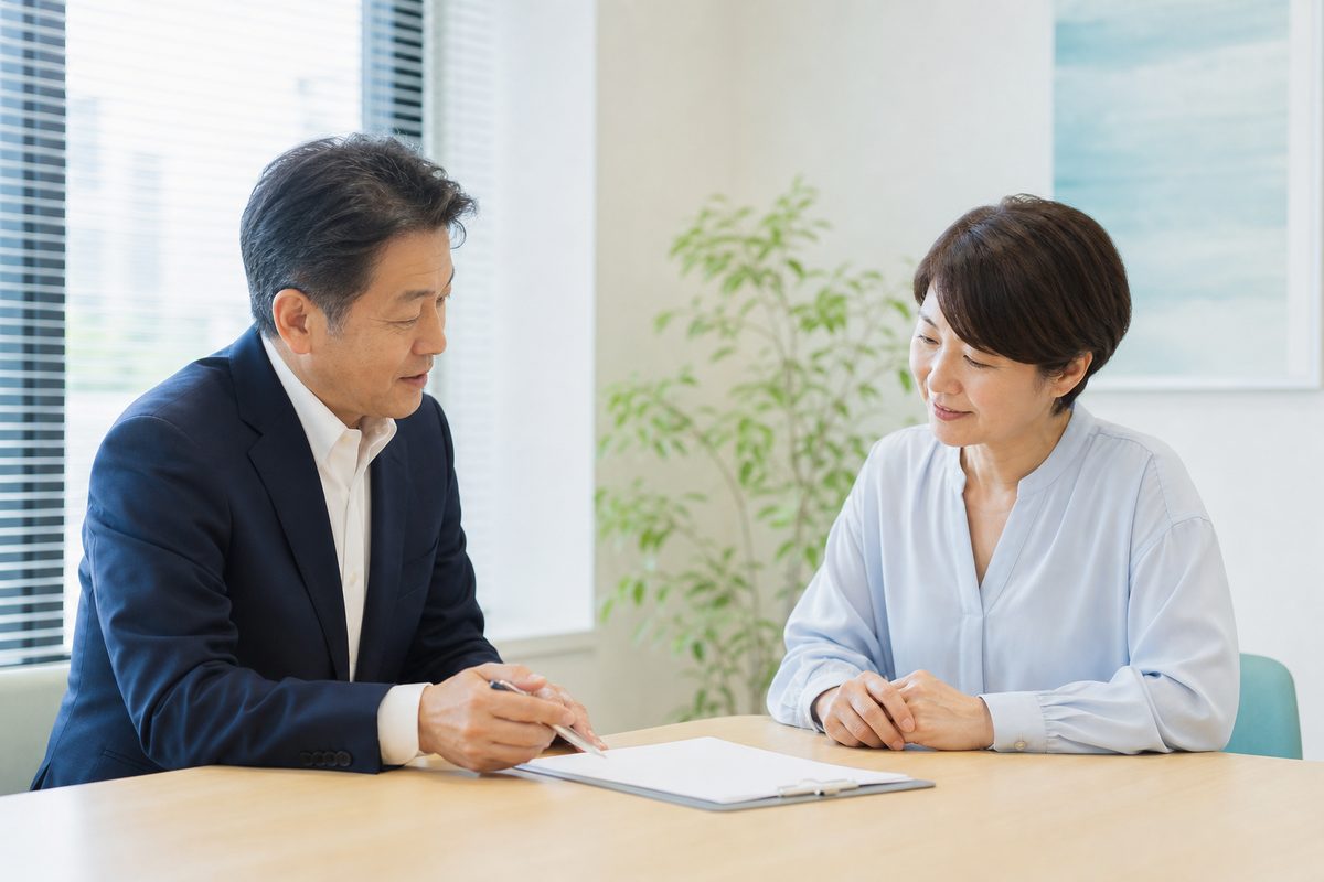 独立開業について相談する日本人の男女